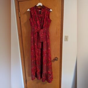 Vintage 60's 70's Nu-Mode boutique red Paisley Maxi dress
